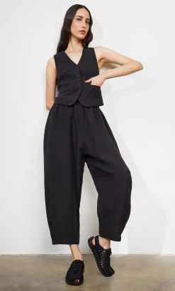 Butoni Pants - Black Linen