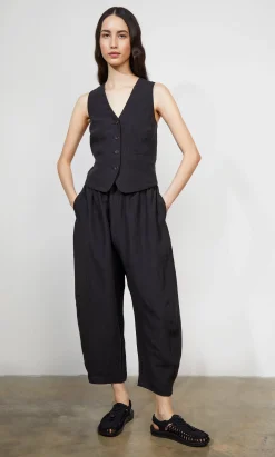 Butoni Pants - Black Linen