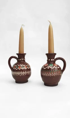 Ceramic Candlestick Holder - Chocolate