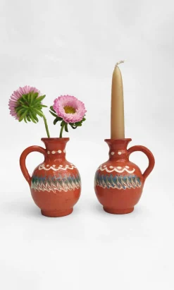 Ceramic Candlestick Holder - Terracotta
