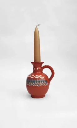Ceramic Candlestick Holder - Terracotta
