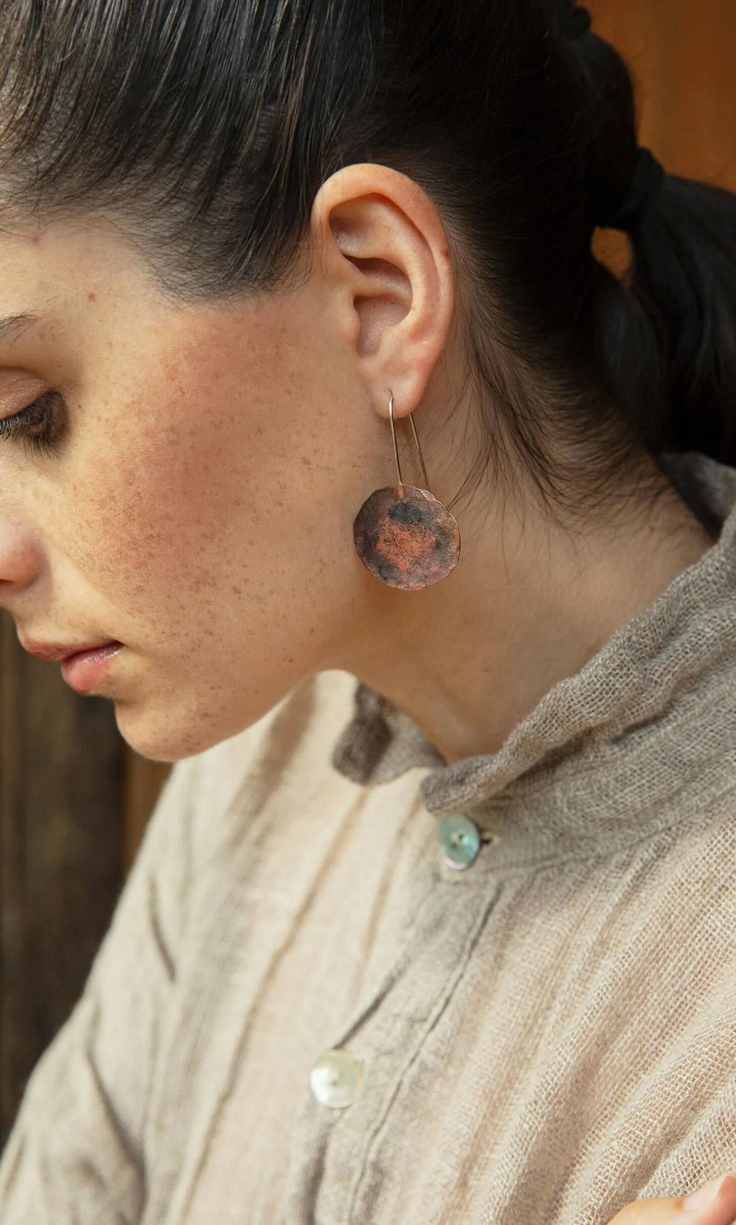 Copper Pebble Earrings