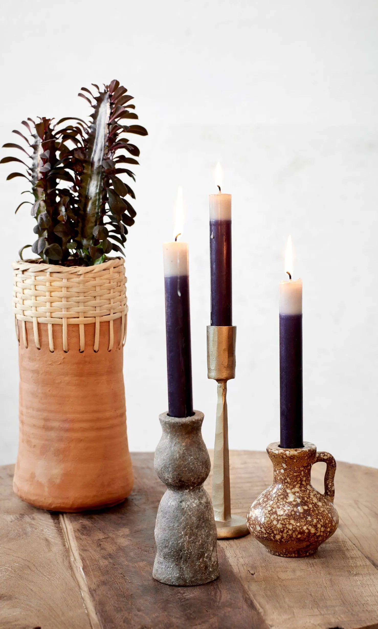 Fog Marbled Candle Holder