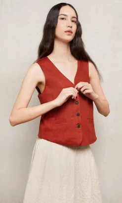 Frida Waistcoat - Tomato Red