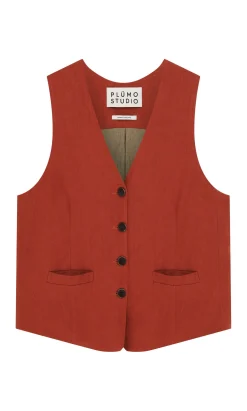 Frida Waistcoat - Tomato Red