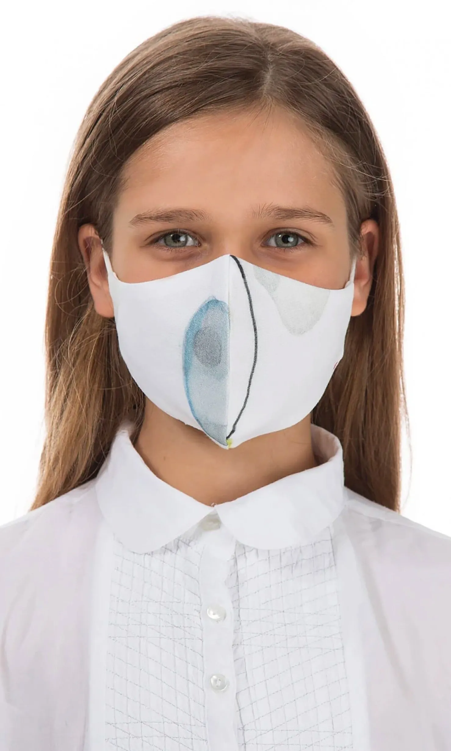Organic Linen Kids Mask Water Colour