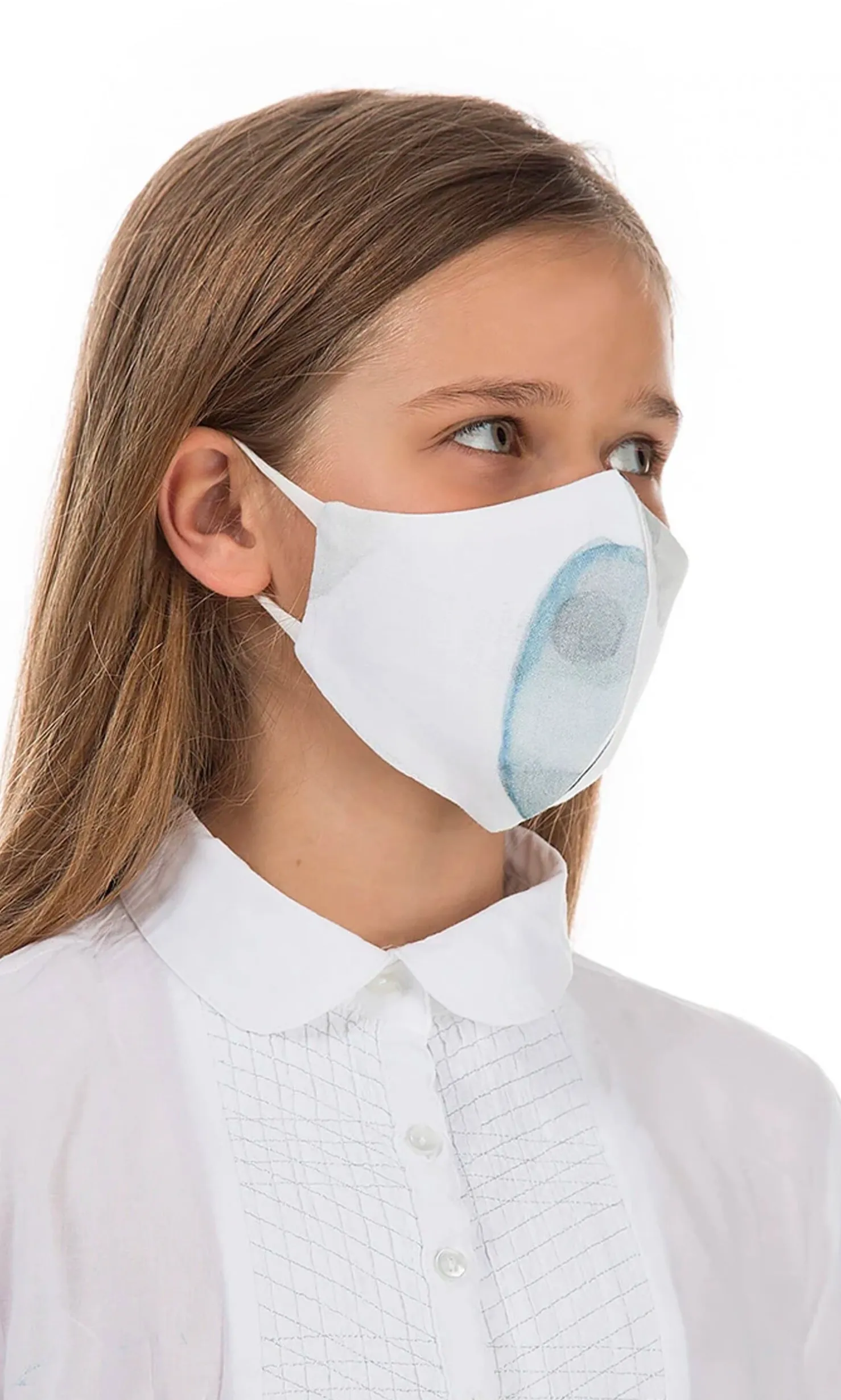 Organic Linen Kids Mask Water Colour