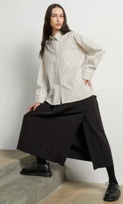 Pleat & Button Skirt