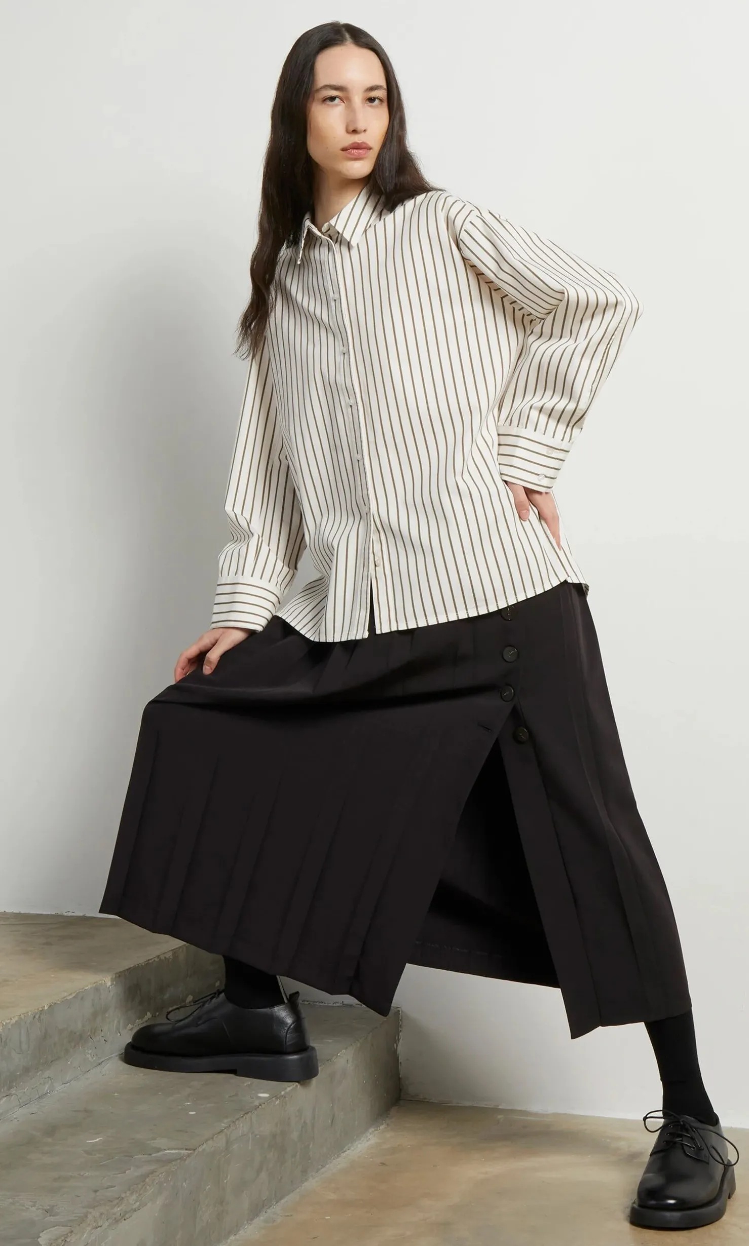 Pleat & Button Skirt