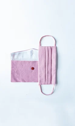 Pleated Face Mask & Pouch - Rose