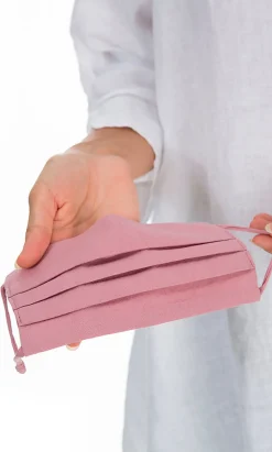 Pleated Face Mask & Pouch - Rose