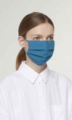 Pleated Face Mask & Pouch - Finnish Blue