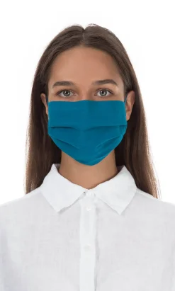 Pleated Face Mask & Pouch - Finnish Blue