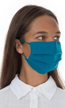 Pleated Face Mask & Pouch - Finnish Blue