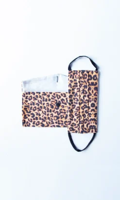 Pleated Face Mask & Pouch - Leopard Print