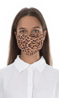 Pleated Face Mask & Pouch - Leopard Print
