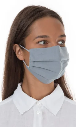 Pleated Face Mask & Pouch - Grey