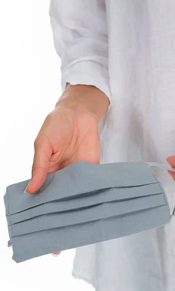 Pleated Face Mask & Pouch - Grey