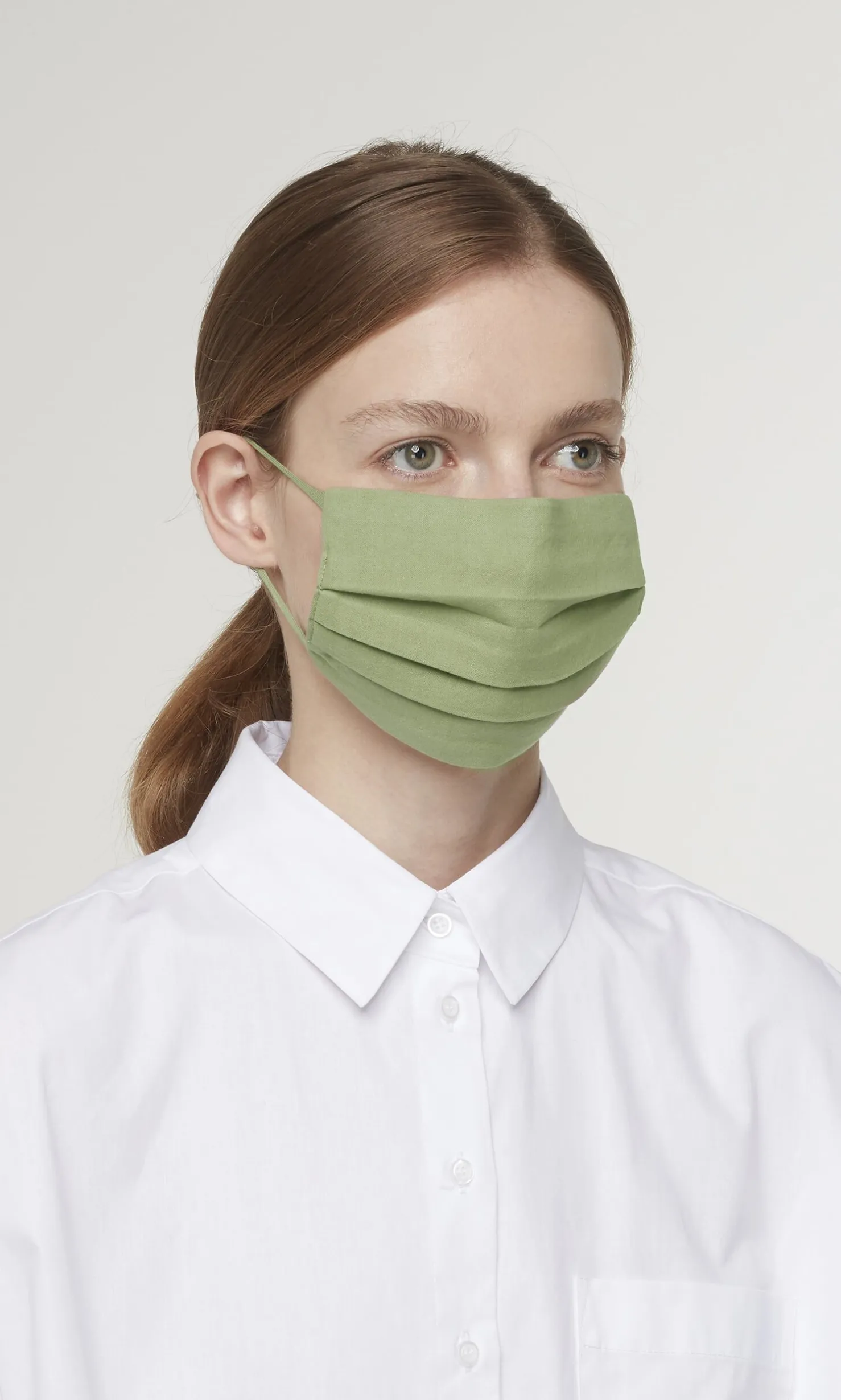Pleated Face Mask & Pouch - Leaf