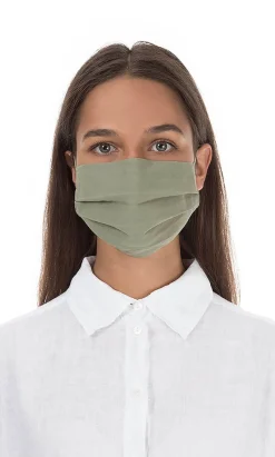 Pleated Face Mask & Pouch - Leaf