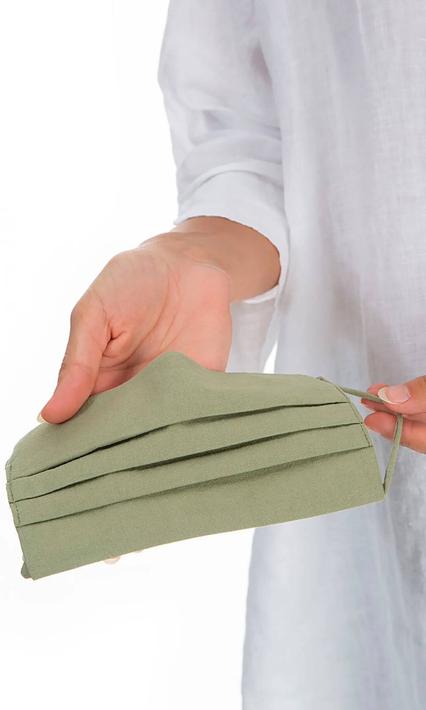 Pleated Face Mask & Pouch - Leaf