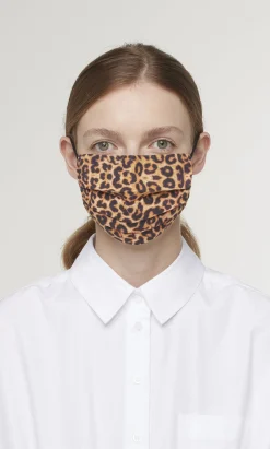 Pleated Linen Mask - Leopard Print
