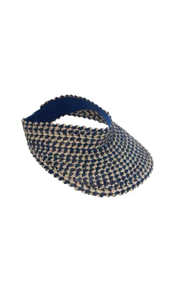 Raffia Sun Visor - Navy
