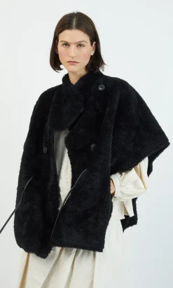 Shearling Cape - Black