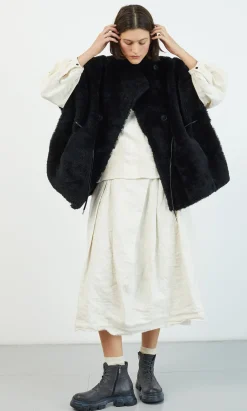 Shearling Cape - Black