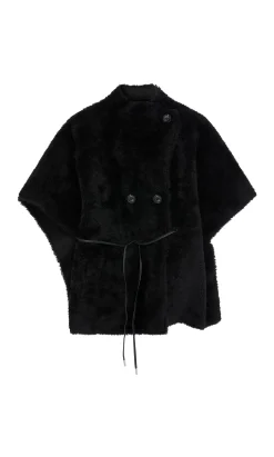 Shearling Cape - Black