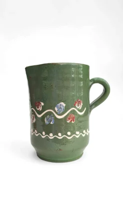 Tall Glazed Jug - Moss Green